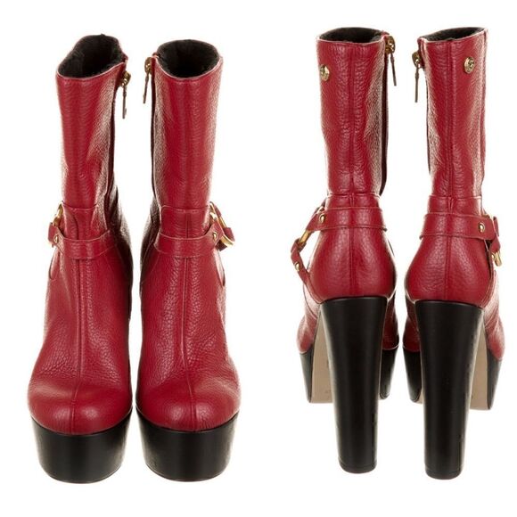 37 (7) MOSCHINO Love MOSCHINO Leather Platform boots EUC - Picture 3 of 12
